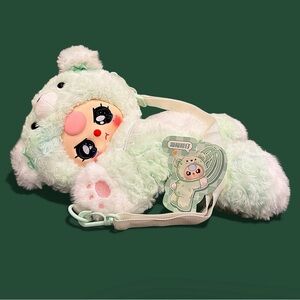Baby Three Hugging Baby Plush Backpack Mint Bear Confirmed